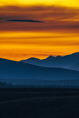 Sunset in a mountain range