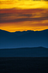 Sunset in a mountain range