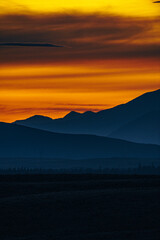 Sunset in a mountain range