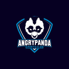 panda sports mascot icon shield with aggressive expression vector illustration