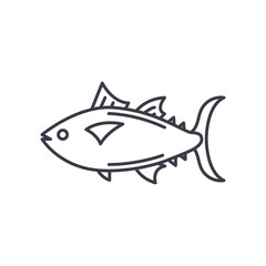 Tuna concept icon, linear isolated illustration, thin line vector, web design sign, outline concept symbol with editable stroke on white background.
