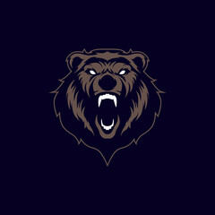 grizzly bear sports mascot icon with aggressive expression vector icon