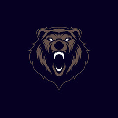 grizzly bear sports mascot icon with aggressive expression vector icon