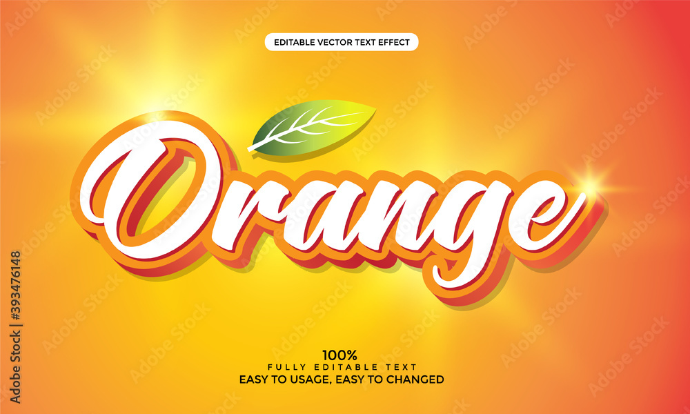 Fototapete fresh orange text effect. editable font style vector for any web or print design.