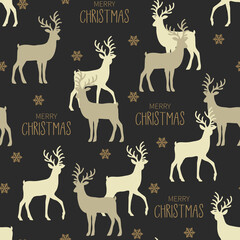 Christmas seamless pattern with reindeer background, Winter pattern with reindeer, wrapping paper, winter greetings, web page background, Christmas and New Year greeting cards