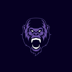 wild gorilla sports mascot with aggressive expression vector icon