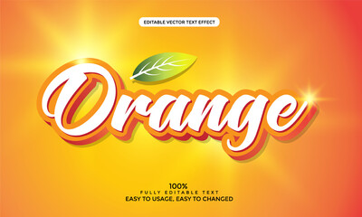 Fresh orange text effect. Editable font style vector for any web or print design.