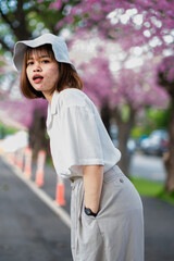 portrait woman young park beautiful fashion