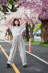 portrait woman young park beautiful fashion