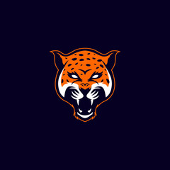 wild leopard sports mascot with aggressive expression vector icon