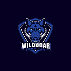 wild boar sports mascot shield with aggressive expression vector icon
