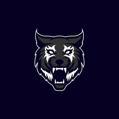 angry wolf sports mascot with aggressive expression vector icon