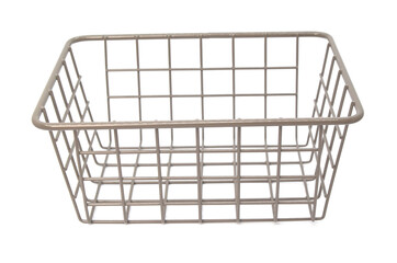 empty metal basket for storing food or things is isolated on a white background