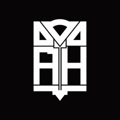 AH Logo monogram with shield emblem shape design template