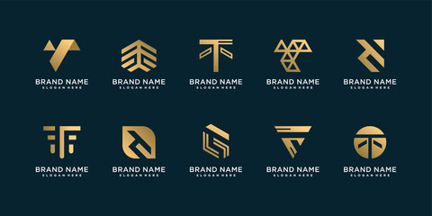 Set of letter logo collection with initial T for company Premium Vector