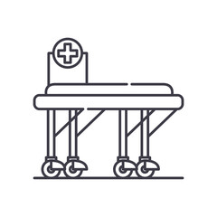 Stretcher icon, linear isolated illustration, thin line vector, web design sign, outline concept symbol with editable stroke on white background.