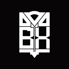 BX Logo monogram with shield emblem shape design template