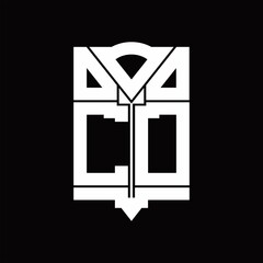 CD Logo monogram with shield emblem shape design template