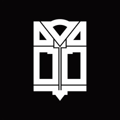 DD Logo monogram with shield emblem shape design template