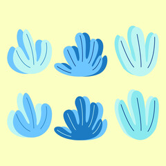 set of hand drawn flowers, blue flower vector