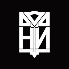 Obraz na płótnie Canvas HN Logo monogram with shield emblem shape design template
