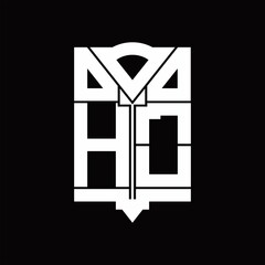 HO Logo monogram with shield emblem shape design template