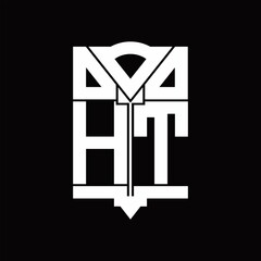 HT Logo monogram with shield emblem shape design template