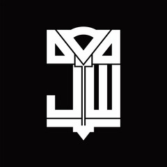 JW Logo monogram with shield emblem shape design template