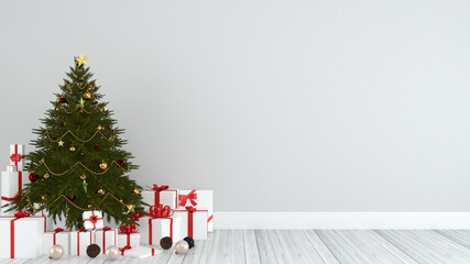 mock up posters in living room Christmas interior. Interior scandinavian style. 3d rendering, 3d illustration