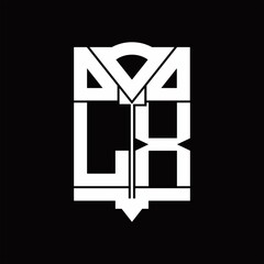LX Logo monogram with shield emblem shape design template