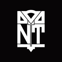 NT Logo monogram with shield emblem shape design template