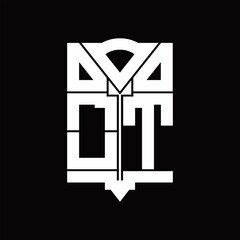 OT Logo monogram with shield emblem shape design template