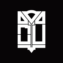 OU Logo monogram with shield emblem shape design template