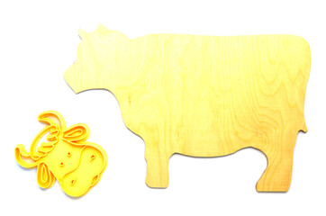 Christmas cookie mold in the shape of a cow, creative food concept