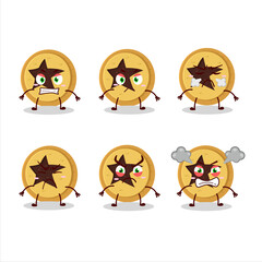 Bread star cartoon character with various angry expressions