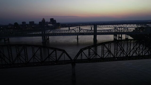 JFK and Abraham Lincoln Bridges Jeffersonville Indiana Drone View