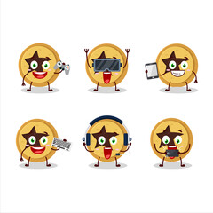 Bread star cartoon character are playing games with various cute emoticons