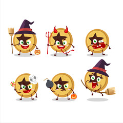 Halloween expression emoticons with cartoon character of bread star