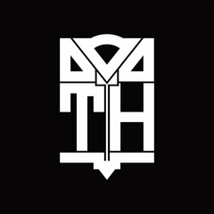 TH Logo monogram with shield emblem shape design template
