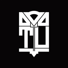 TU Logo monogram with shield emblem shape design template