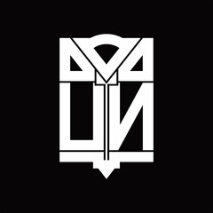 UN Logo monogram with shield emblem shape design template