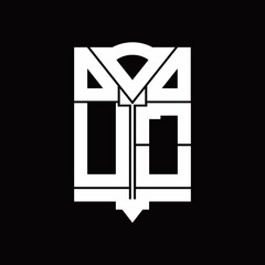 UO Logo monogram with shield emblem shape design template