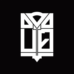 UQ Logo monogram with shield emblem shape design template