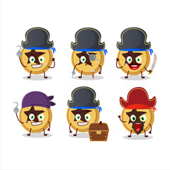 Cartoon character of bread star with various pirates emoticons