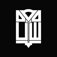 UW Logo monogram with shield emblem shape design template