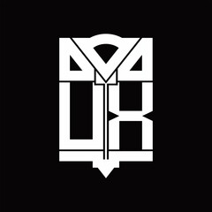 UX Logo monogram with shield emblem shape design template