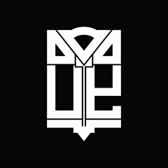 UY Logo monogram with shield emblem shape design template