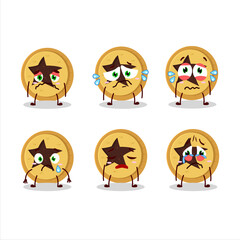 Bread star cartoon character with sad expression