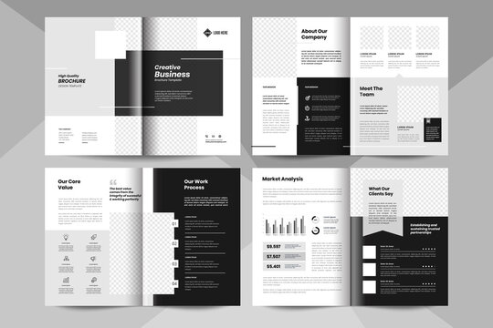 8 pages business brochure template. Corporate business booklet template.
