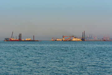  Offshore petroleum platform operated by American company at the sea of Dammam, Saudi Arabia